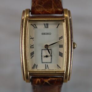 Seiko Tank Watch – Pre-Owned, New Battery, Rectangular, Gold